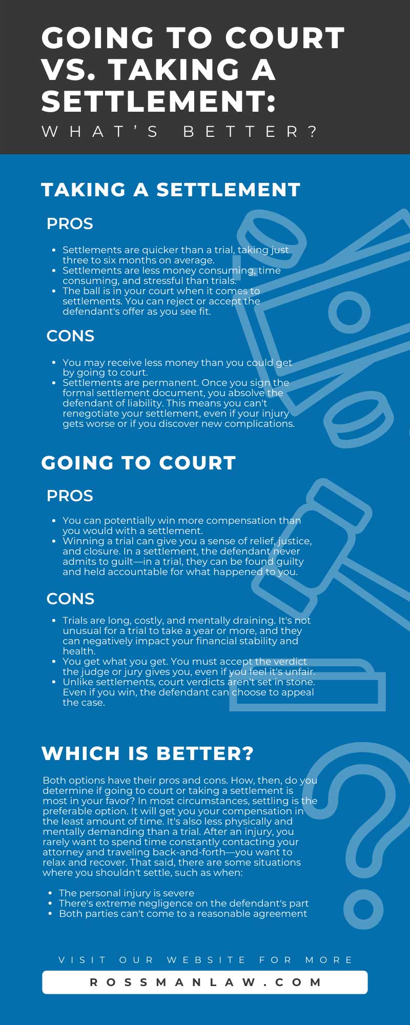 Going To Court vs. Taking a Settlement: What’s Better?